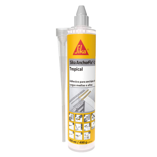 Sika - Adhesivo para nclajes Anchorfix-2 Tropical - Para Anclajes y Fijación de Pernos de Carga Media a Alta - Adecuado para Concreto Fisurado - Libre de Estireno - Gris - Cartucho 300 ml