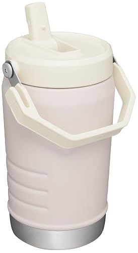 Stanley IceFlow - Jarra de paja abatible con asa de 40 onzas, tapa giratoria y popote abatible, resistente a fugas para viajes y deportes, acero inoxidable aislado, sin BPA, cuarzo rosa