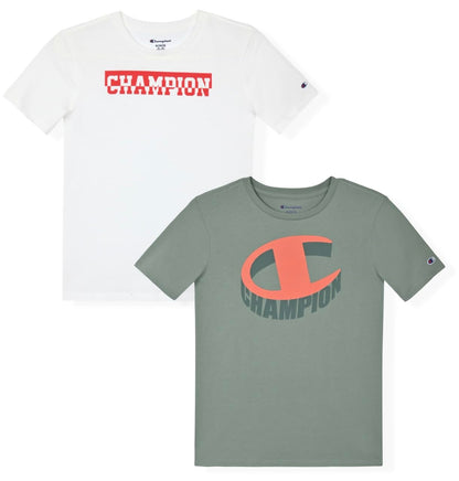 Champion - Playera de Manga Corta para niños, Paquete de 2 - M - Lily Pad