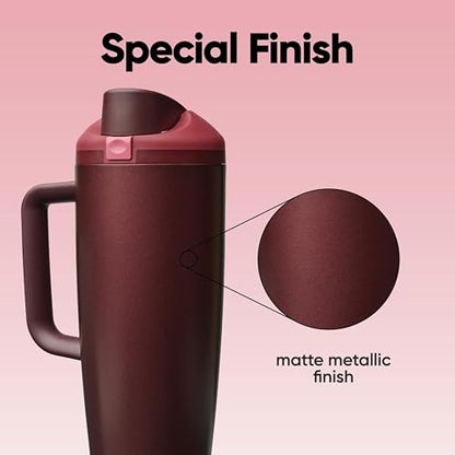 Owala FreeSip - Vaso de acero inoxidable, 40 onzas, color rojo y negro