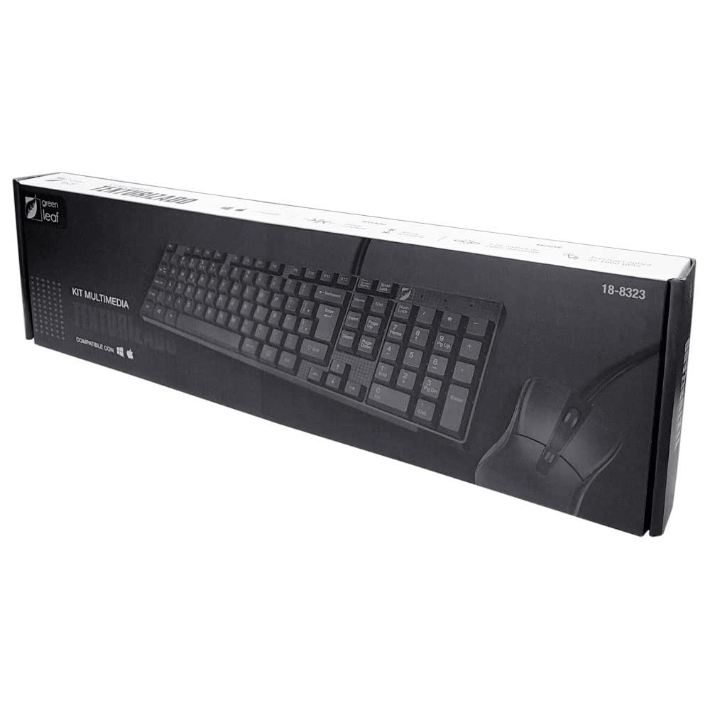 Kit de Teclado Multimedia alámbrico Texturizado y Mouse 18-8323