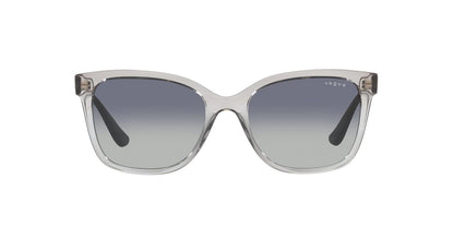 Vogue Eyewear Woman Sunglasses Transparent Grey Frame, Grey Gradient Dark Blue Lenses, 54MM