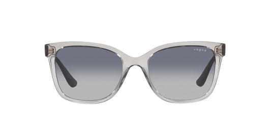Vogue Eyewear Woman Sunglasses Transparent Grey Frame, Grey Gradient Dark Blue Lenses, 54MM