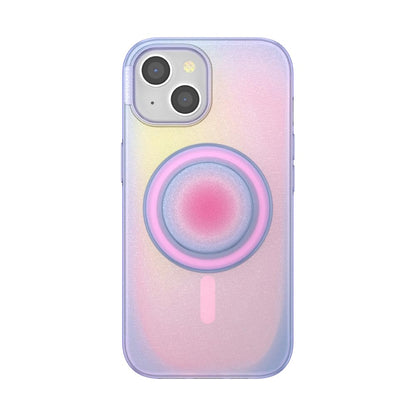 PopSockets - Funda para iPhone 15 con Agarre Redondo para teléfono Compatible con MagSafe, Funda de teléfono para iPhone 15, Compatible con Carga inalámbrica, Aura