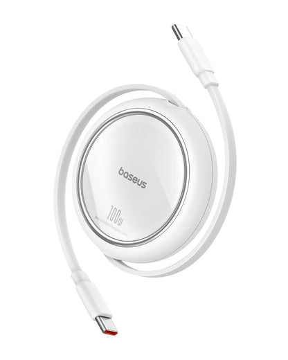Baseus Mini Cable USB-C de Carga Retráctil 100W - Blanco