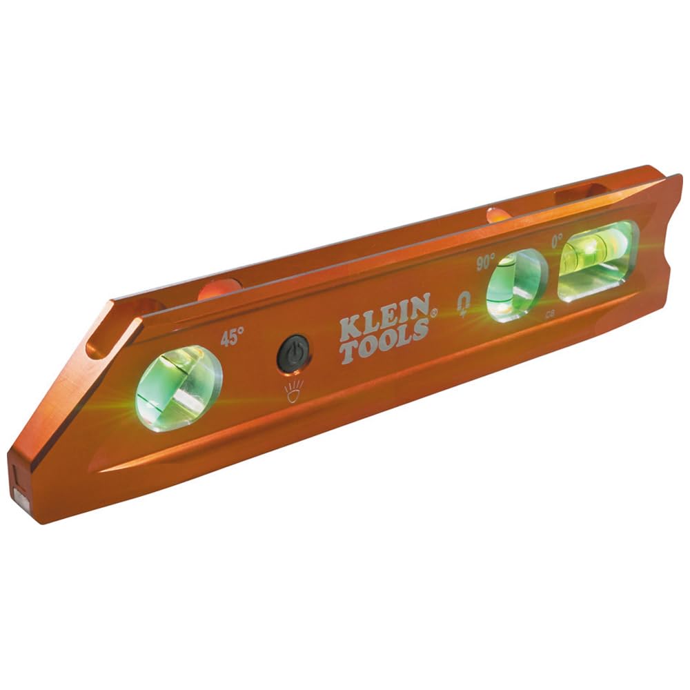 Klein Tools 935R Nivel Torpedo Magnético 9 Pulgadas - Iluminado