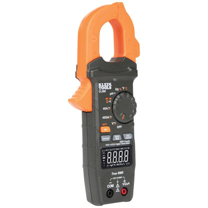 Klein Tools CL390 Digital Clamp Meter, Auto Ranging 400 AMP Measures Electronic AC/DC Voltage AC/DC Current Resistance and TRMS