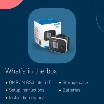 OMRON RS3 Baumanómetro de Muñeca, Bluetooth y App OMRON Connect | Validado clínicamente. Bluetooth y app OMRON connect. Muñeca 13.5-21.5 cm. Memoria 30 lecturas. Guía de ajuste de brazalete.