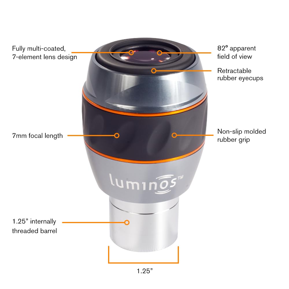 Celestron Luminos 7mm Eyepiece (Silver/Black)