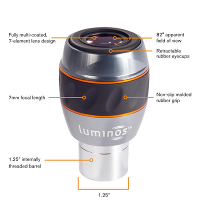 Celestron Luminos 7mm Eyepiece (Silver/Black)