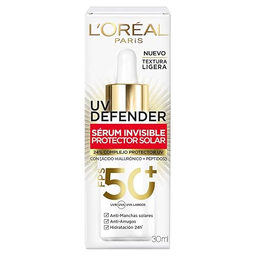 L'Oréal Paris Sérum Protector Solar Invisible FPS 50+ anti-manchas y lineas de expresión, 30ml