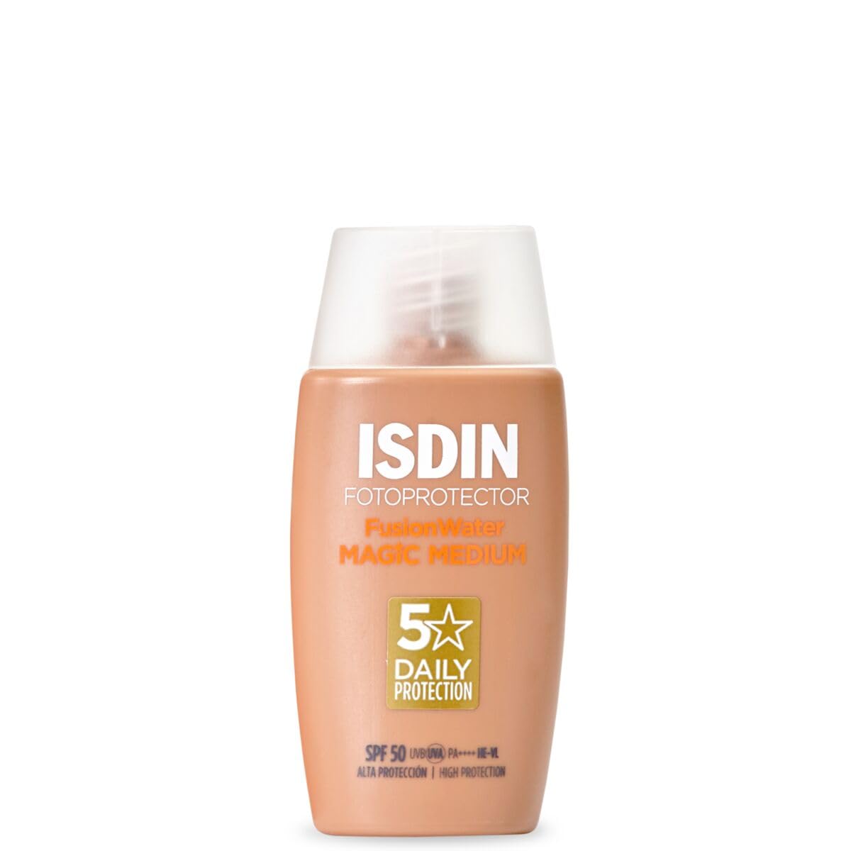 ISDIN Fotoprotector Fusion Water COLOR SPF 50, Protector Solar Facial de fase acuosa con color para uso diario, Cobertura natural, 50ml