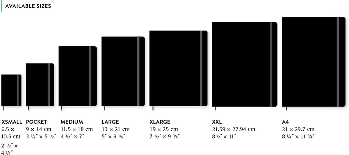 Moleskine Notebook, XXL, Ruled, Black, Hard Cover (8.5 X 11) | Cuaderno XXL de 8.5 x 11 pulgadas con 192 páginas rayadas para diario, toma de notas, planificación y proyectos creativos.