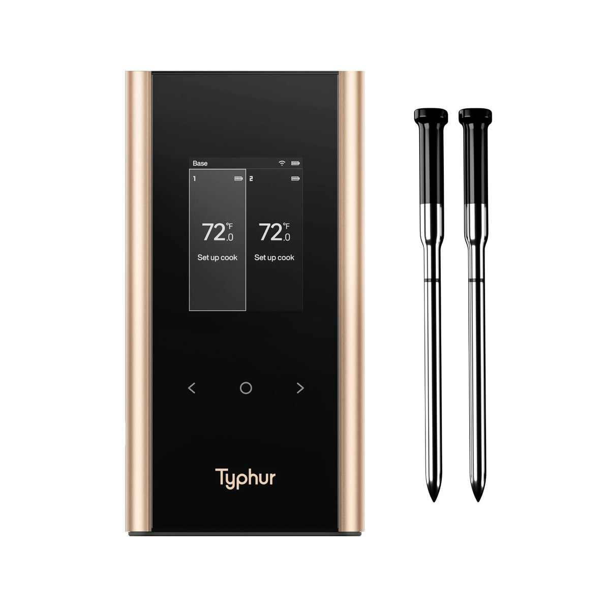 Typhur Sync - Termómetro inalámbrico para carne con WiFi, 2 sondas delgadas, 6 sensores, 10 señales más fuertes, precisión de ±0.-55 °F, configuración directa de base inteligente, lectura fiable a