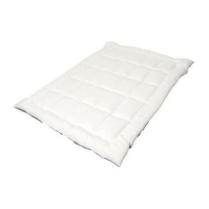 Memory Foam | Colchoneta Cloud Matrimonial - Sobrecolchón Capitonada con Dos Vistas Fresca/Caliente - Blanca/Gris- 100