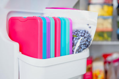 Cool Coolers by Fit + Fresh, reutilizables y de larga duración XL Slim Ice Packs, paquetes fríos para loncheras, paquete de hielo para bolsas de almuerzo. Accesorios para camping, playa, almuerzo y trabajo, paquete de 12 unidades, multicolor