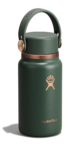 Hydro Flask - Micro Hydro 200 ml (6.4 oz) - Mini frasco aislado a prueba de fugas, con correa de clip, frío y caliente hasta 7 horas - Compacto y duradero - Verde bosque
