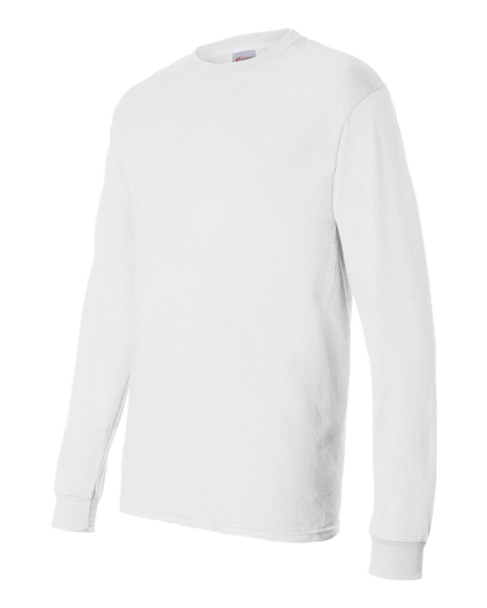 Hanes Essentials - playera de manga larga para hombre, cuello redondo de algodón para hombre, paquete de 2, Blanco - 2 paquetes, Large