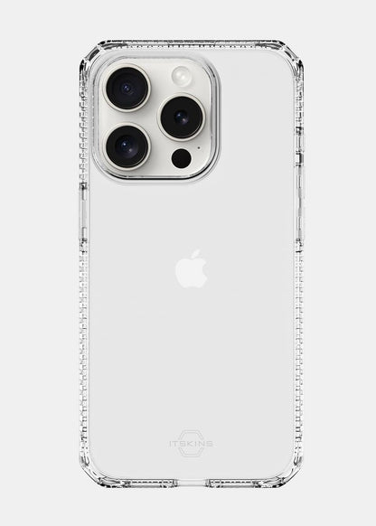 ItSkins Spectrum R Clear Funda Compatible con iPhone 15 Pro MAX, Protección Caídas 3m, Bordes Elevados, Tecnología Antimicrobiana - Transparente