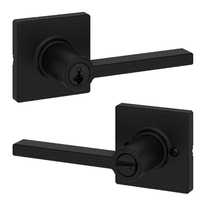 Kwikset Casey Manija de Puerta de Entrada con Cerradura y Llave - 1 paquete - Mate negro