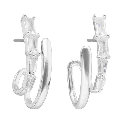 Anne Klein Aretes Plateado Aros para Mujer | Plateado, pequeño, cristal, cierre tipo poste, 1 par