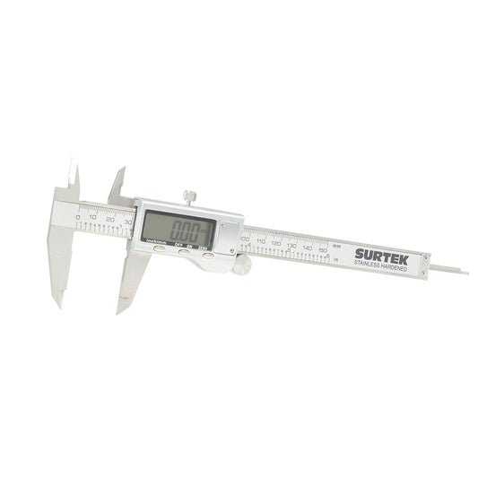 Surtek 122204 Calibrador Pie de Rey Digital con Pantalla Metálica, 0-6"