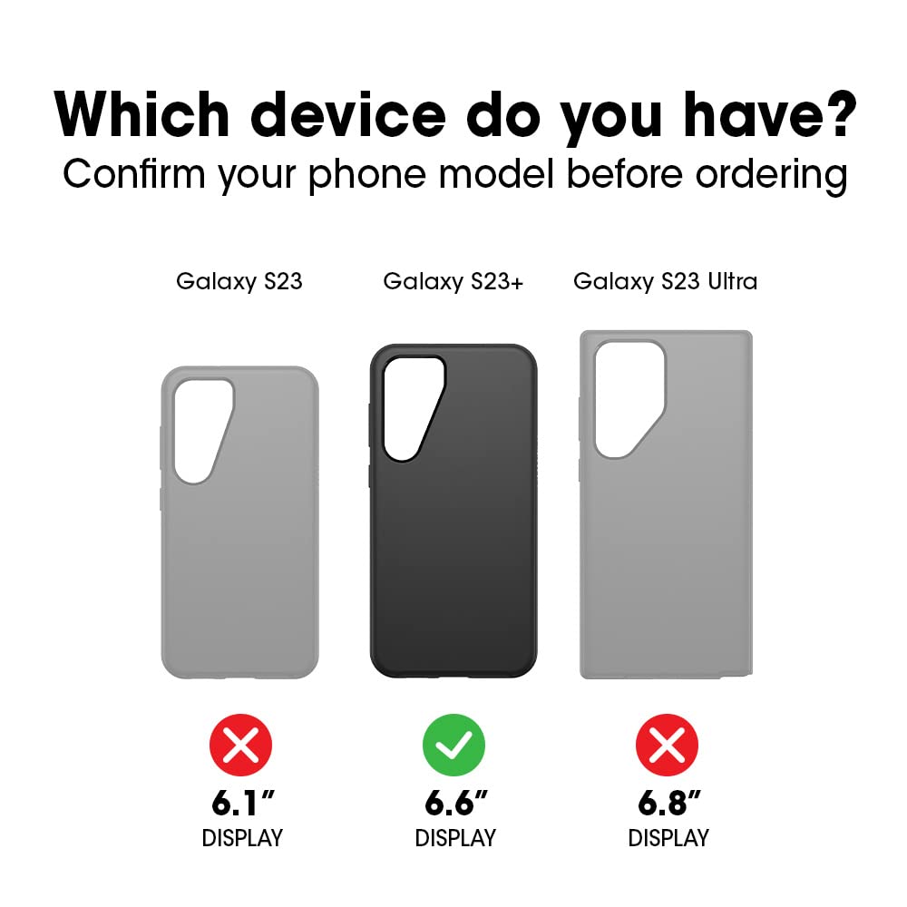 OtterBox - Funda para Galaxy S23+ Symmetry Series, Color Negro, Ultra Elegante, Compatible con Carga inalámbrica, Bordes elevados Que protegen la cámara y la visualización