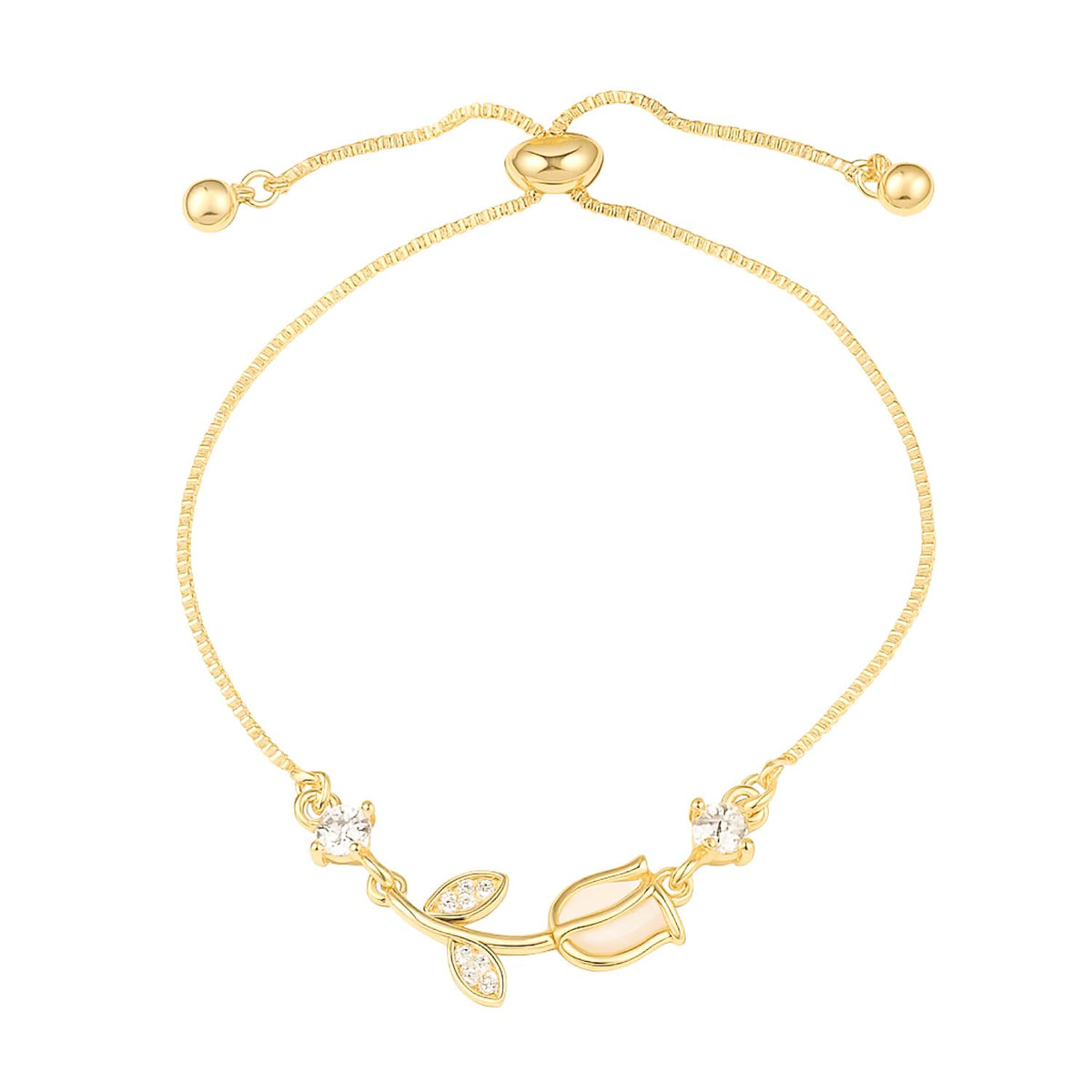 XYPHIELLE Juego de 3 Piezas de Tulipán para Mujer: Collar con Dije, Pulsera y Aretes Bañado en Oro - Joyería Elegante Versátil