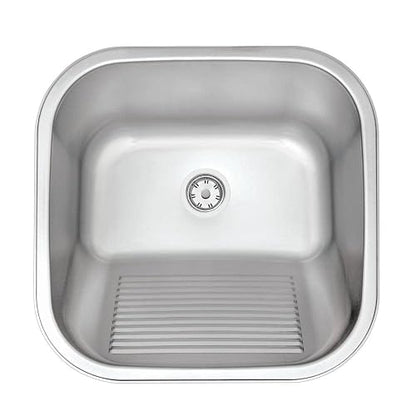 Tramontina Lavadero de Acero Inoxidable Empotrar Satinado | 40 x 40 x 22 cm, 25 L, AISI 304, sin soldadura, válvula incluida