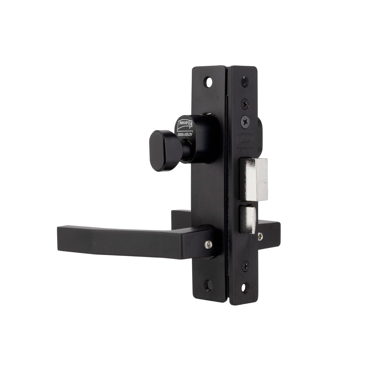 Phillips Cerradura Modelo Slim 555 Manija Cuadrada Para Puerta De Aluminio Negro