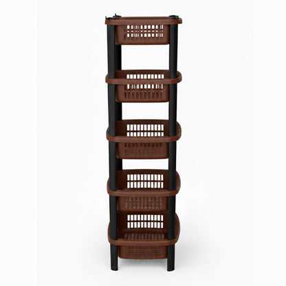 Guateplast Organizador de 5 Niveles Chocolate | Grande, canastillas ventiladas, estructura ligera y resistente, fácil armado