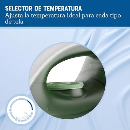 Oster® Plancha de Vapor Serie 3800, Suela Antiadherente, 35% más Ligera que Planchas Tradicionales, Control de Temperatura, Vapor Continuo, Blanca-Verde, GCSTBS3803