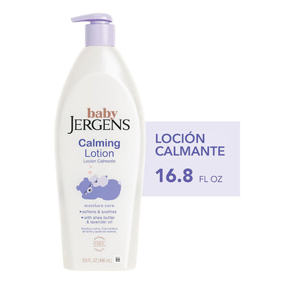 Jergens Baby, Loción Calmante Para Bebés, crema Hidratante para Bebés con Manteca de Karité y Aceite de Lavanda, 496 ml