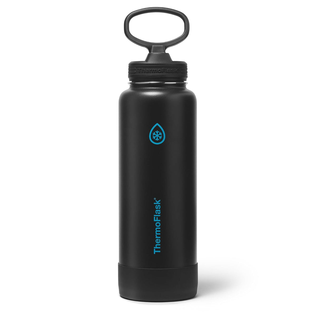 ThermoFlask - Botella de agua de acero inoxidable aislada al aspiradora de doble pared de 40 onzas con tapa de popote, eclipse eléctrico