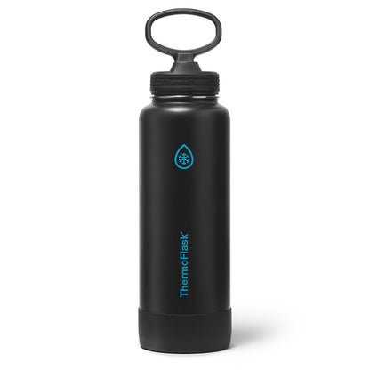 ThermoFlask - Botella de agua de acero inoxidable aislada al aspiradora de doble pared de 40 onzas con tapa de popote, eclipse eléctrico