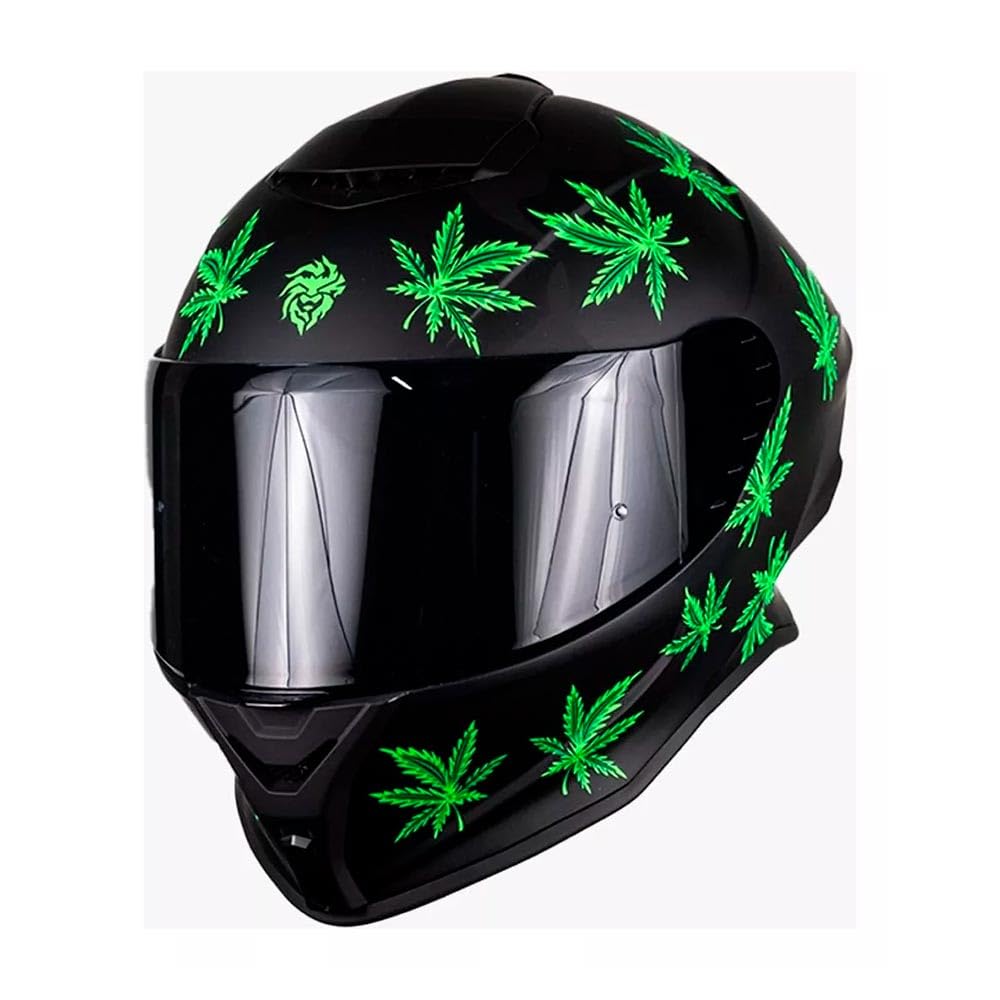 KOV Casco Buster Mary Jane Negro Mate Brilla EN LA Oscuridad para Moto Certificado Dot
