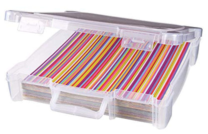 ArtBin 6913AB Organizador portátil de Arte y Manualidades con asa, soporta Papel de hasta 12 x 12 Pulgadas, [1] Estuche de Almacenamiento de plástico, Transparente