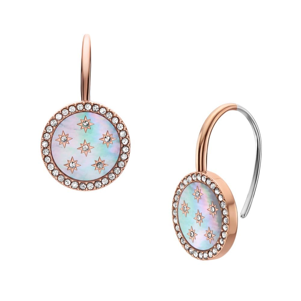 Aretes Fossil JF04938791 Merrit de acero inoxidable en tono oro rosa para mujer