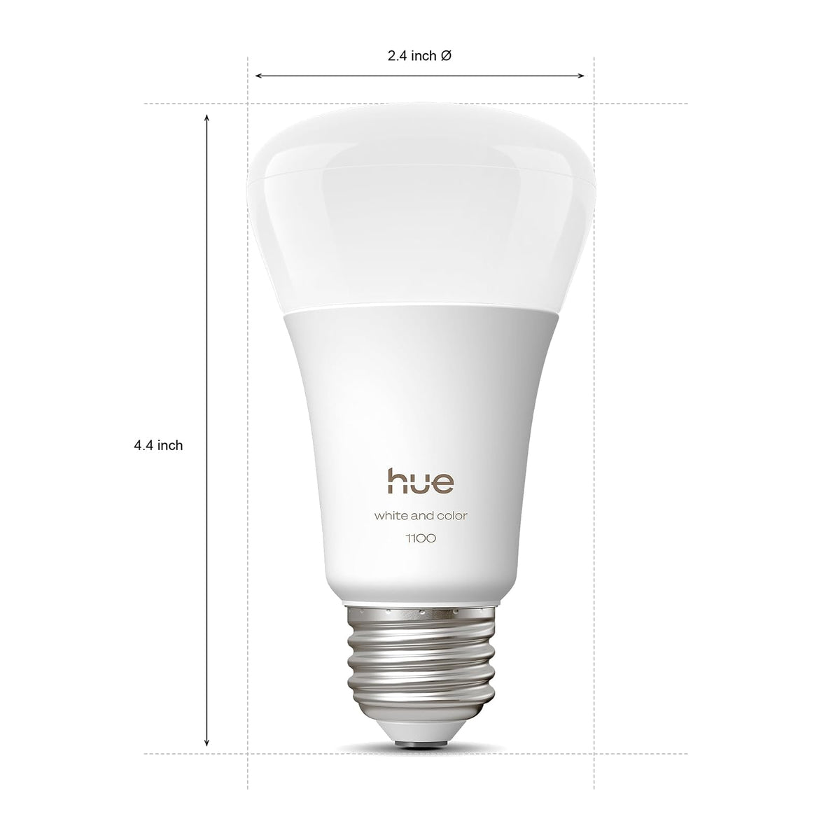 Philips Hue foco LED inteligente A19, color blanco y ambiente de color, base E26, 10,5 W, luz de espectro completo 1000K-20000K, 1100 lúmenes, regulable, compatible con Alexa, Google, Apple Home, 4