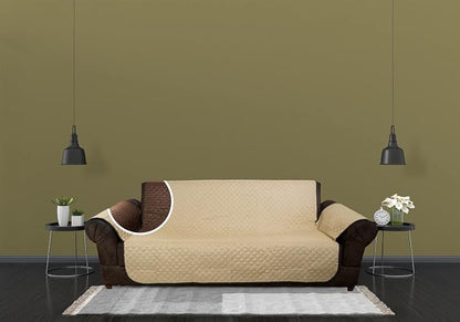 Condecora Cubre Sala, Funda Doblevista para Sillón y Sofá — Protector Forro Individual, Cubierta Reversible, Impermeable, Decorativa, Lavable, Resistente y Suave para Hogar e Interior, Café y Beige