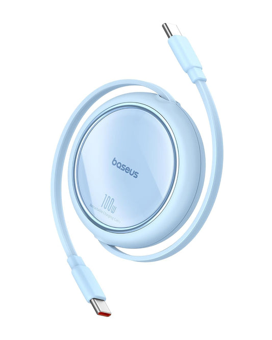 Baseus USB-C Mini Cable de Carga Retráctil de 100 W, Azul