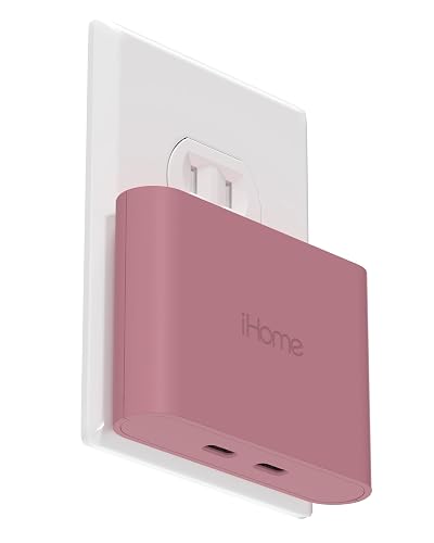 Cargador USB-C multipuerto de 36 W de iHome: Bloque de Cargador USB C Plano de 2 Puertos AC Pro, Cargador de Pared USB C Doble, Cargador de Pared USB-C Compatible con Carga rápida