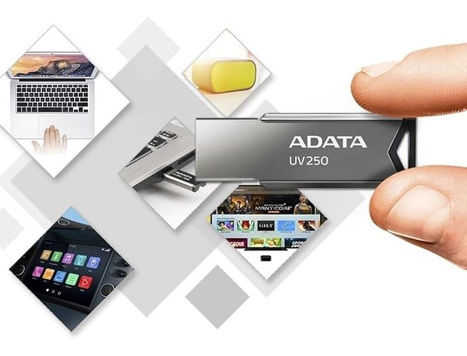 ADATA 32 GB Memoria Flash USB 2.0 Color Plata con Negro (Modelo UV250)