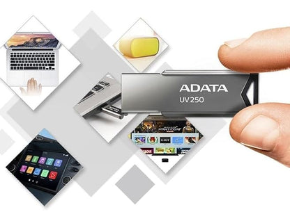 ADATA 32 GB Memoria Flash USB 2.0 Color Plata con Negro (Modelo UV250)