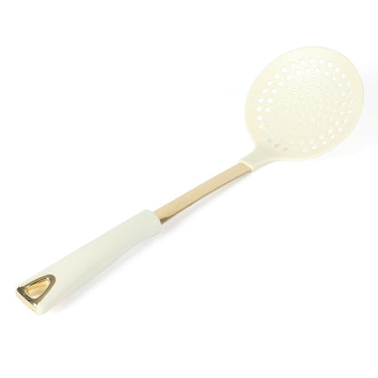 Martha Stewart Lockton - Juego de herramientas de cocina de acero inoxidable y nailon, lino con dorado