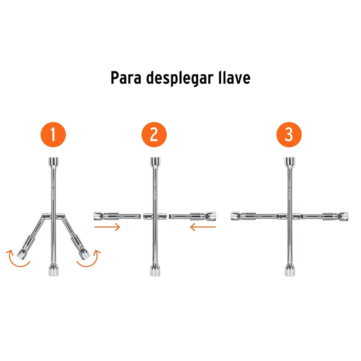 TRUPER Llave de Cruz para Auto de Acero 36 cm, Plegable, Plateado, LLCR-14X