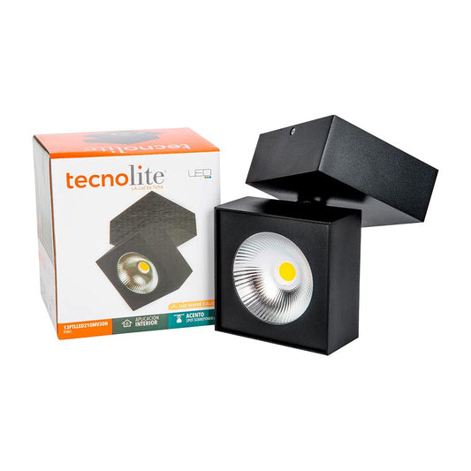 Tecnolite Lámpara Spot LED de Sobreponer Dirigible 13 W, Luz Suave Cálida, No atenuable, LED integrado