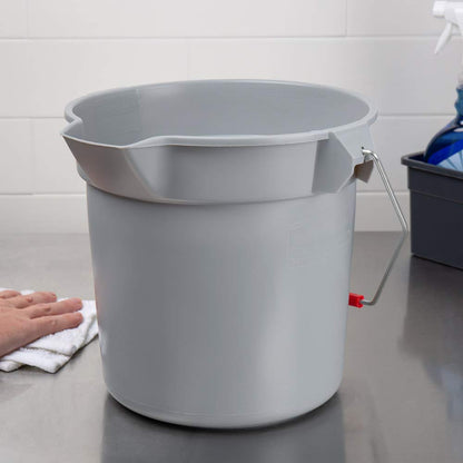 Rubbermaid Commercial FG296300GRAY Brute HDPE Heavy-Duty Bucket, 10-quart, Gray