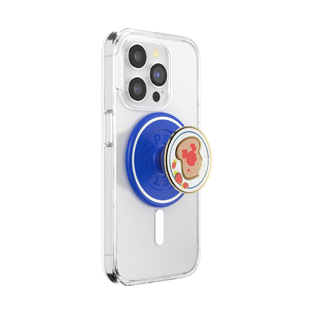 PopSockets - Empuñadura para teléfono MagSafe con Soporte, Soporte magnético, Parte Superior Intercambiable, sujeción Segura para iPhone MagSafe, teléfono y Tablet, Disney, Esmalte Mickey Toast