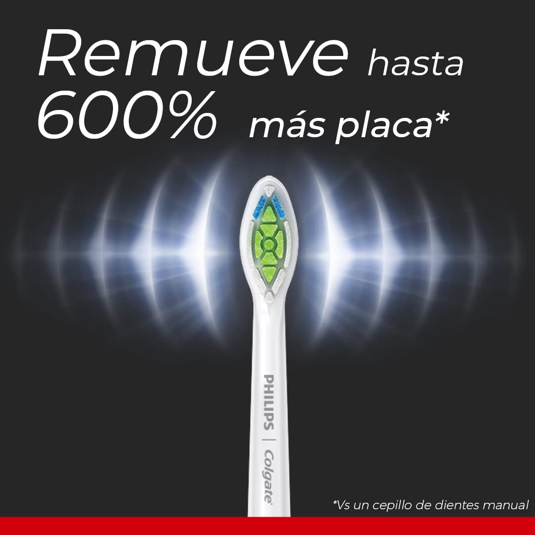 Philips Colgate Cepillo Dental Eléctrico SonicPro 50 Dientes Más Blancos | Limpia, Blanquea y Cuida Encías para una Buena Higiene Bucal, Remueve hasta 600% Más Placa